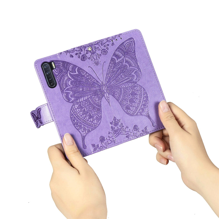 For OPPO F15/A91 Butterfly Love Flower Embossed Horizontal Flip Leather Case with Bracket / Card Slot / Wallet / Lanyard(Light Purple) - OPPO Cases by PMC Jewellery | Online Shopping South Africa | PMC Jewellery