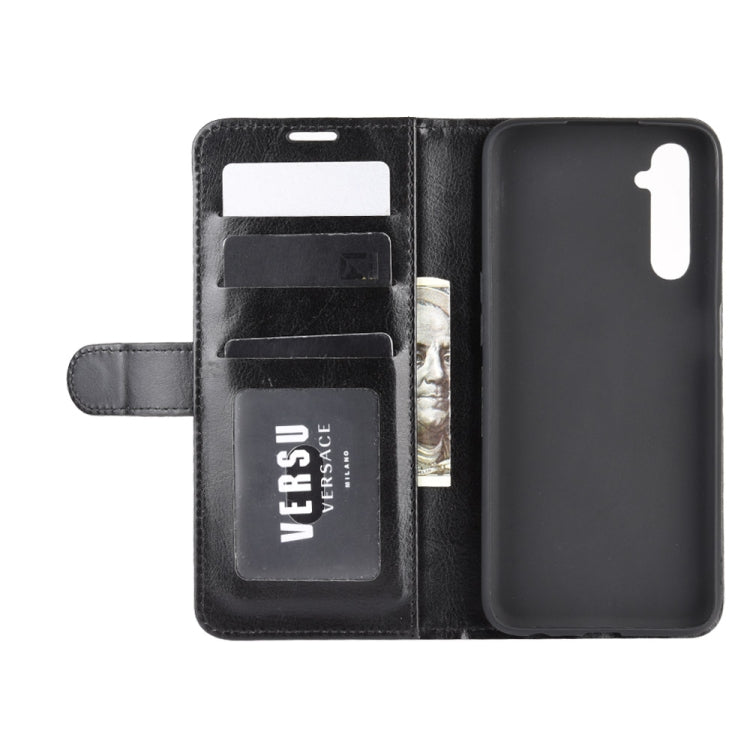 For OPPO Realme 6 R64 Texture Single Horizontal Flip Protective Case with Holder & Card Slots & Wallet& Photo Frame(Black) - Realme Cases by PMC Jewellery | Online Shopping South Africa | PMC Jewellery | Buy Now Pay Later Mobicred