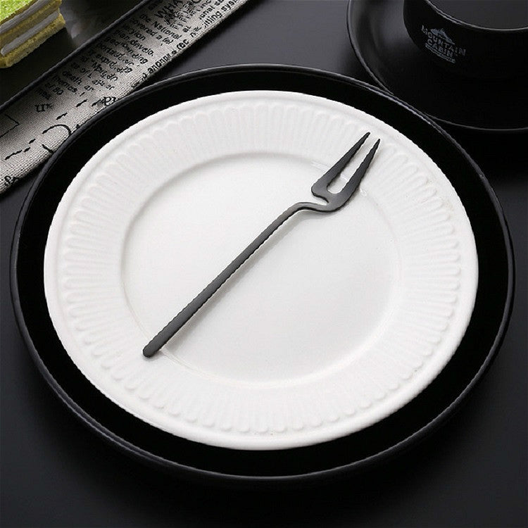 Stainless Steel V-shaped Wall Hanging Design Simple Coffee Spoon Fork Creative Long Handle Stirring Tableware, Style:Fork, Color:Black - free shipping - PMC TechLife - Order now!