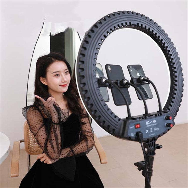 HQ-18N 18 inch 45cm LED Ring Vlogging Photography Video Lights Kits with Remote Control & Phone Clamp & 2.1m Tripod Mount, EU Plug - Ring Light by PMC Jewellery | Online Shopping South Africa | PMC Jewellery | Buy Now Pay Later Mobicred