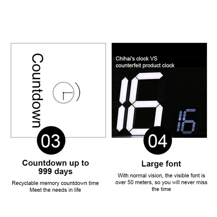 Multifunctional LED Wall Clock Creative Digital Clock, Style:Sealed Box Remote Control(Blue Font) - Wall Clock by PMc TechLife | Online Shopping South Africa | PMc TechLife | Buy Now Pay Later Mobicred