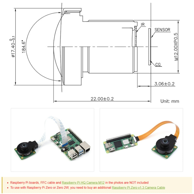 Waveshare WS1842714 For Raspberry Pi M12 High Resolution Lens, 14MP, 2.72mm Focal Length,23964 - Raspberry Pi Accessories by Waveshare | Online Shopping South Africa | PMC Jewellery | Buy Now Pay Later Mobicred