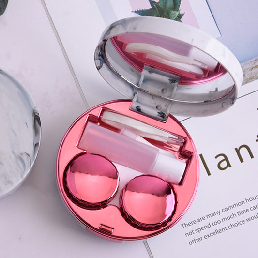 Marbling Plating Color Contact Lens Case Glasses Box(Rose Red) - Eyeglass Storages by PMC Jewellery | Online Shopping South Africa | PMC Jewellery | Buy Now Pay Later Mobicred