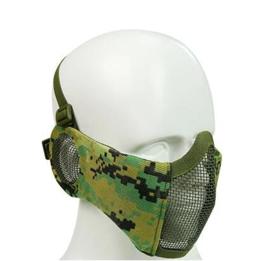 WoSporT Half Face Metal Net Field  Ear Protection Outdoor Cycling Steel Mask(Jungle Digital) - Protective Helmet & Masks by PMC Jewellery | Online Shopping South Africa | PMC Jewellery | Buy Now Pay Later Mobicred