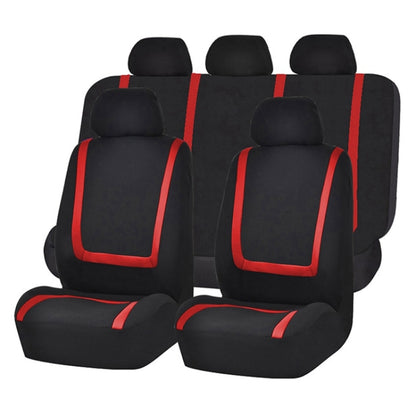 Universal Car Seat Cover Polyester Fabric Automobile Seat Covers Car Seat Cover Vehicle Seat Protector Interior Accessories 9pcs Set Red - Seat Accessories by PMC Jewellery | Online Shopping South Africa | PMC Jewellery | Buy Now Pay Later Mobicred