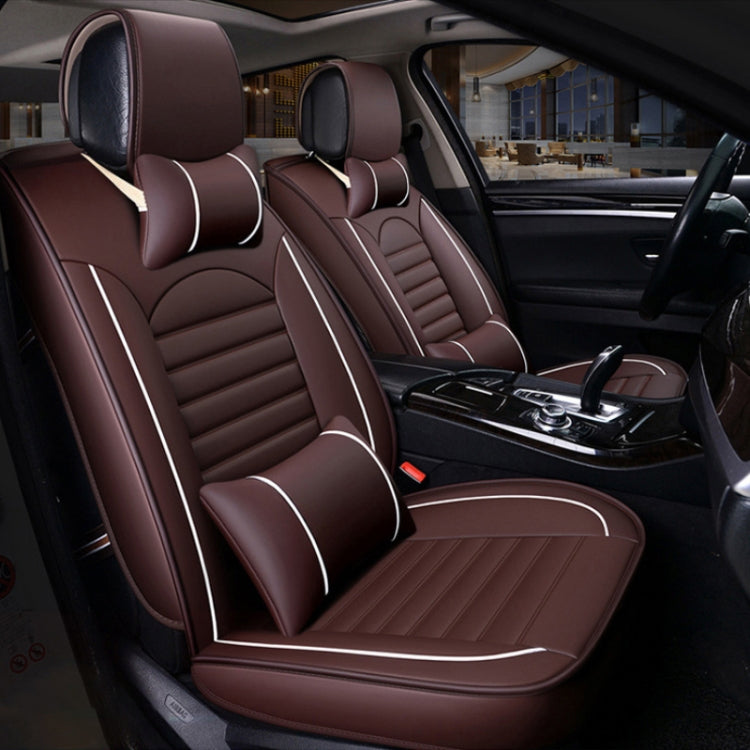 Universal PU Leather Car Seat Cover Coffee Deluxe - Seat Accessories by PMC TechLife | Online Shopping South Africa | PMC TechLife | Buy Now Pay Later Mobicred