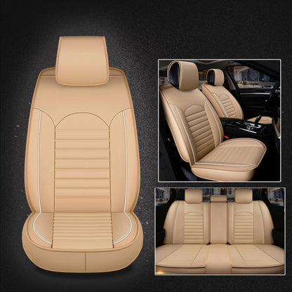 Universal PU Leather Car Seat Cover Beige - Seat Accessories by PMC Jewellery | Online Shopping South Africa | PMC Jewellery | Buy Now Pay Later Mobicred