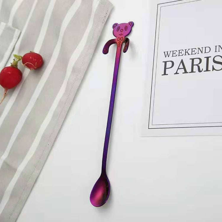 Cute Bear Spoon Long Handle Spoons Coffee Drinking Tools(Purple) - free shipping - PMC TechLife - Order now!