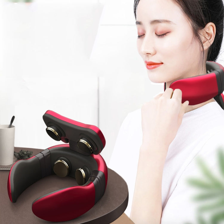 Four-head Shoulder and Neck Massager Pulse Neck Protector(Red) - free shipping - PMC TechLife - Order now!