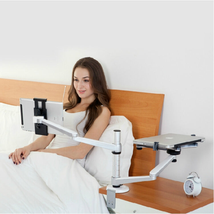 OA-9X Aluminum Alloy Height Adjustable Universal Rotation Double Arm Holder Notebook Tablet Combination Stand - Laptop Stand by PMC TechLife | Online Shopping South Africa | PMC TechLife