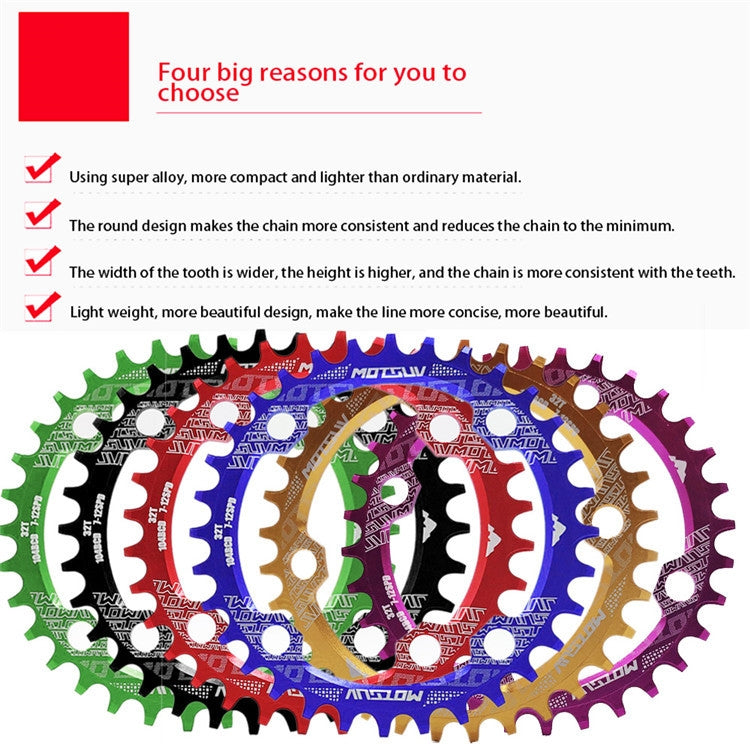 MOTSUV Narrow Wide Chainring MTB  Bicycle 104BCD Tooth Plate Parts(Blue) - Bicycle Brake Parts by PMC TechLife | Online Shopping South Africa | PMC TechLife | Buy Now Pay Later Mobicred