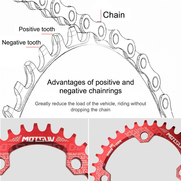 MOTSUV Narrow Wide Chainring MTB  Bicycle 104BCD Tooth Plate Parts(Yellow) - free shipping - PMC TechLife - Order now!