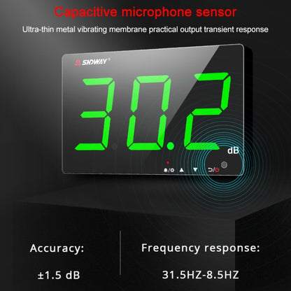 SNDWAY Wall-mounted 30~130dB Large Screen Digital Display Noise Decibel Monitoring Testers, Specification:SW525G with Storage + USB Green - Light & Sound Meter by SNDWAY | Online Shopping South Africa | PMC Jewellery | Buy Now Pay Later Mobicred