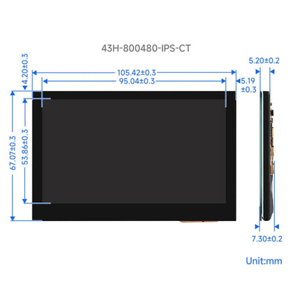 Waveshare 4.3 Inch DSI Display 800×480 Pixel IPS Display Panel, Style:Touch Display - LCD & LED Display Module by Waveshare | Online Shopping South Africa | PMC Jewellery | Buy Now Pay Later Mobicred