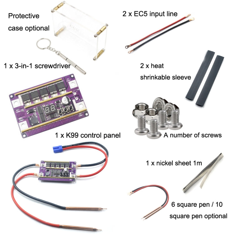 Start Treasure Version 12V Digital Display DIY Battery Spot Welding Machine Pen Control, Style:6 Square Pen With Case - Others by PMC TechLife | Online Shopping South Africa | PMC TechLife | Buy Now Pay Later Mobicred