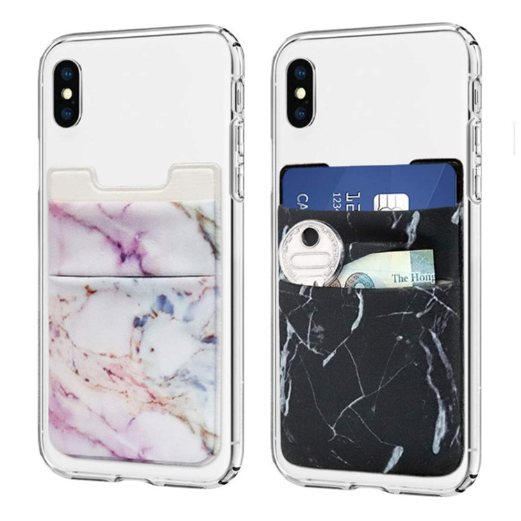 Marble Pattern Road Stretch Phone Back Plastic Card Holder Sticky Phone Clip(White) - Card & Passport Bags by PMc TechLife | Online Shopping South Africa | PMc TechLife | Buy Now Pay Later Mobicred