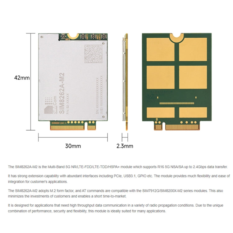 Waveshare SIM8262A-M2 SIMCom Original 5G Module, Interface M.2 - Modules Expansions Accessories by Waveshare | Online Shopping South Africa | PMC Jewellery | Buy Now Pay Later Mobicred