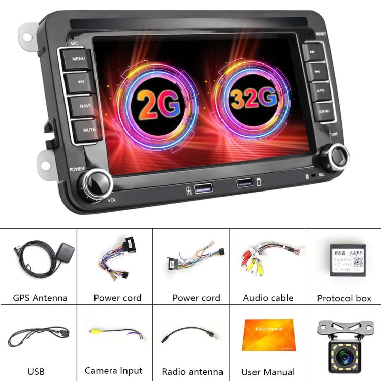 For Volkswagen Q3300KT 7-inch 2+32G Car Multimedia Player Navigation Bluetooth Reversing Integrated Machine Android 10.0, Style:Standard+12Lights Camera - Car MP3 & MP4 & MP5 by PMC Jewellery | Online Shopping South Africa | PMC Jewellery | Buy Now Pay Later Mobicred