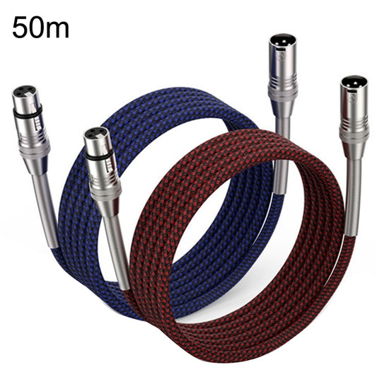 2pcs LHD010 Caron Male To Female XLR Dual Card Microphone Cable Audio Cable 50m(Red + Blue) - Microphone Audio Cable & Connector by PMC Jewellery | Online Shopping South Africa | PMC Jewellery | Buy Now Pay Later Mobicred