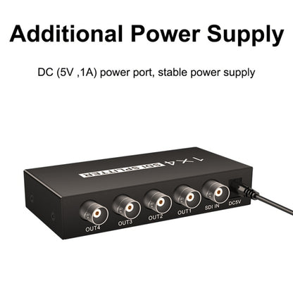 1 In 4 Out SD-SDI / HD-SDI / 3G-SDI Distribution Amplifier Video SDI Splitter(EU Plug) - Splitter by PMC Jewellery | Online Shopping South Africa | PMC Jewellery