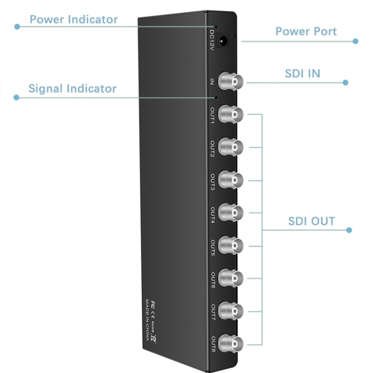 1 In 8 Out SD-SDI / HD-SDI / 3G-SDI Distribution Amplifier Video SDI Splitter(EU Plug) - Splitter by PMC Jewellery | Online Shopping South Africa | PMC Jewellery | Buy Now Pay Later Mobicred