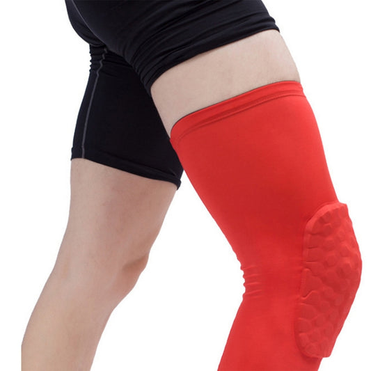 Long Sports Anti-collision Anti-fall Breathable Honeycomb Knee Pads, Size:XL(Red) - Sports Safety by PMC Jewellery | Online Shopping South Africa | PMC Jewellery | Buy Now Pay Later Mobicred