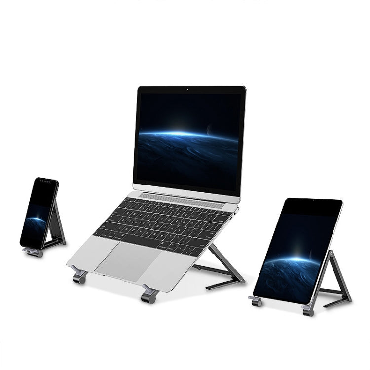 Oatsbasf 03040 Metal Mini Notebook Stand Aluminum Alloy Computer Cooling Folding Bracket(Grey) - free shipping - PMC Jewellery - Order now!