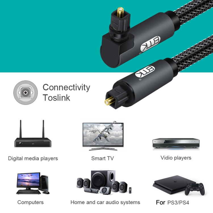 EMK 90 Degree Swivel Adjustable Right Angled 360 Degrees Rotatable Plug Nylon Woven Mesh Optical Audio Cable, Cable Length:8m(Black) - free shipping - PMC Jewellery - Order now!