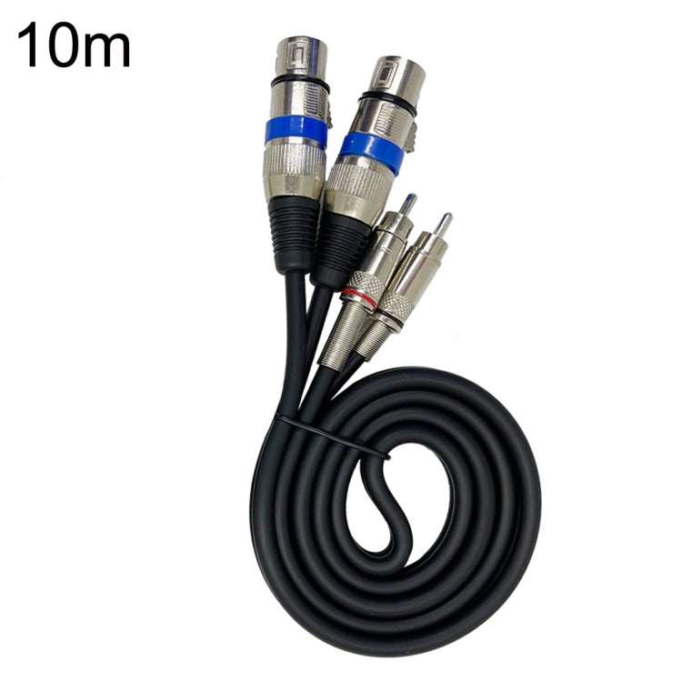 2RCA Male 2XLR Caron Female Speaker Audio Balance Cable, Length:10m - Microphone Audio Cable & Connector by PMC Jewellery | Online Shopping South Africa | PMC Jewellery | Buy Now Pay Later Mobicred