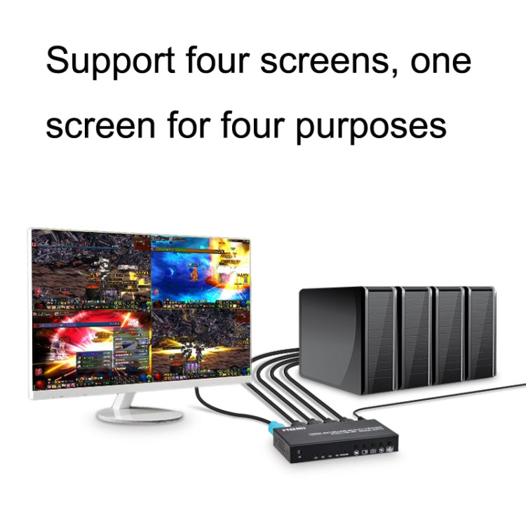 FJGEAR FJ-401HF 4 In 1 Out 4K HDMI Splitter Supports Four Screen Segmentation, Plug Type:US Plug(Black) - free shipping - PMC Jewellery - Order now!