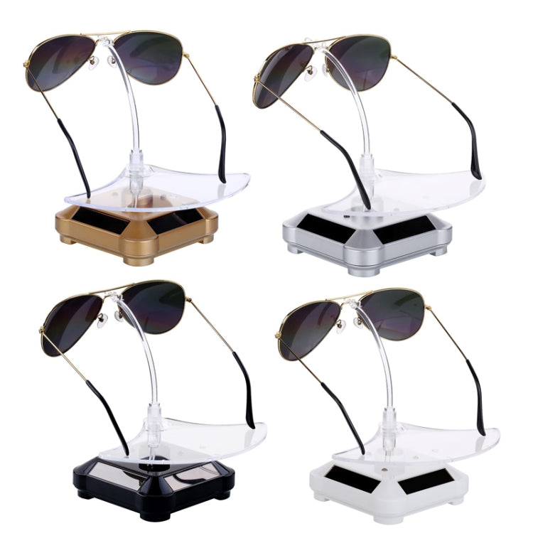 Solar 360 Degree Rotating Turntable Colorful Lights Glasses Display Stand(Silver) - free shipping - PMC TechLife - Order now!