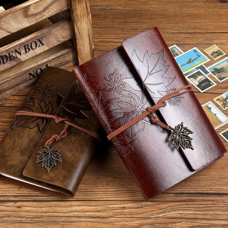 A5 PU Maple Retro Straps Handbook Loose-leaf Notebook(Dark Brown) - Notebooks by PMc TechLife | Online Shopping South Africa | PMc TechLife | Buy Now Pay Later Mobicred