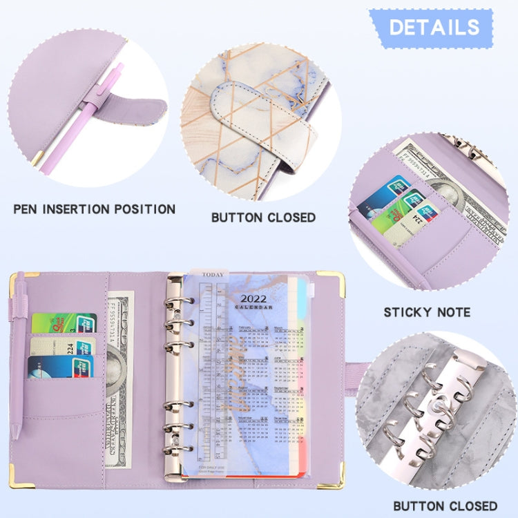 A6 Loose-leaf Notebook Budget Book Marbled Handbook,Style: Deluxe Model(Blue) - Notebooks by PMc TechLife | Online Shopping South Africa | PMc TechLife | Buy Now Pay Later Mobicred