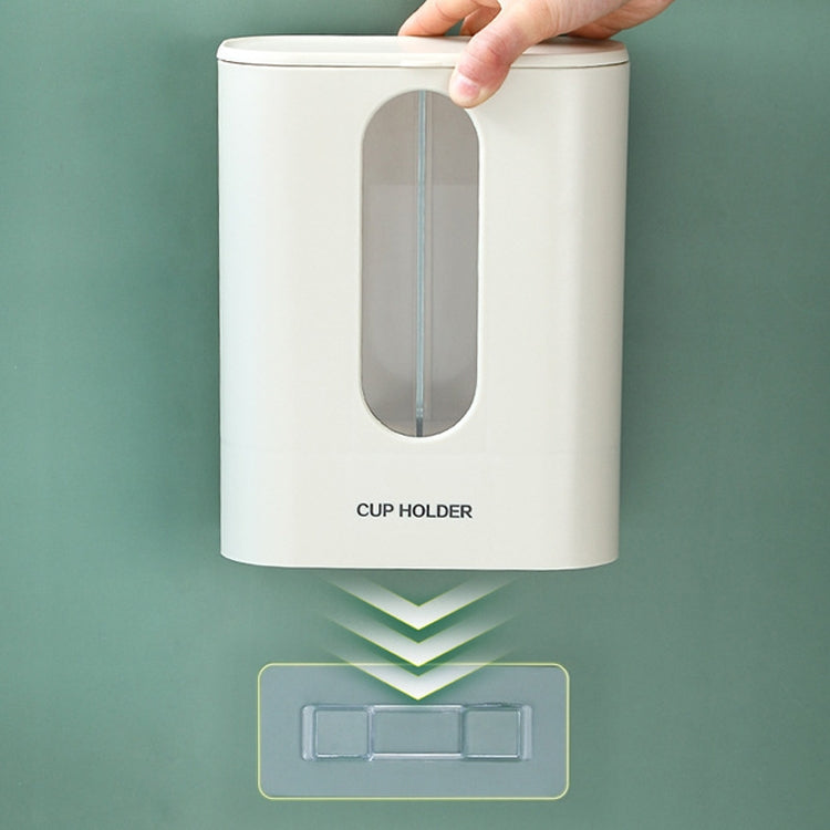 Household Punch-free Wall-mounted Disposable Paper Cup Taker Automatic Water Cup Holder Dispenser(Binocular Blue) - Shelf & Hooks by PMC TechLife | Online Shopping South Africa | PMC TechLife