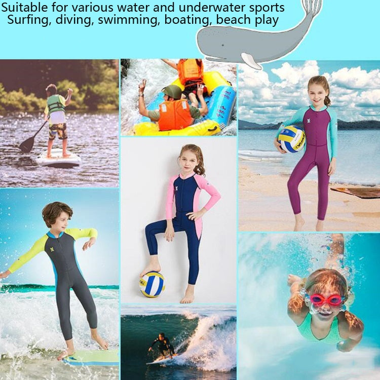 DIVE&SAIL Children Diving Suit Outdoor Long-sleeved One-piece Swimsuit Sunscreen Swimwear, Size: M(Boys Dark Gray) - Boy Clothing by DIVE&SAIL | Online Shopping South Africa | PMC Jewellery | Buy Now Pay Later Mobicred