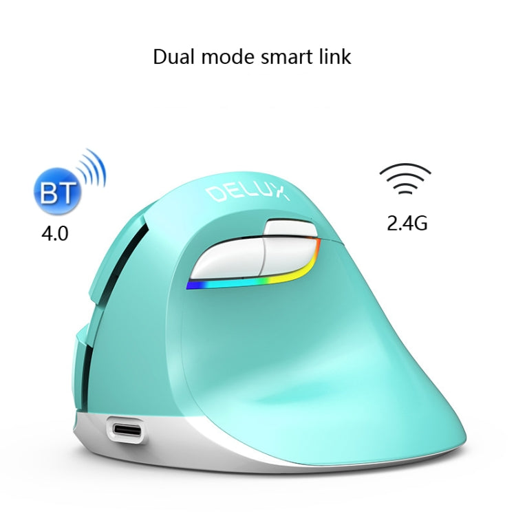 DELUX M618Mini Colorful Wireless Luminous Vertical Mouse Bluetooth Rechargeable Vertical Mouse(Elegant black) - free shipping - PMC Jewellery - Order now!