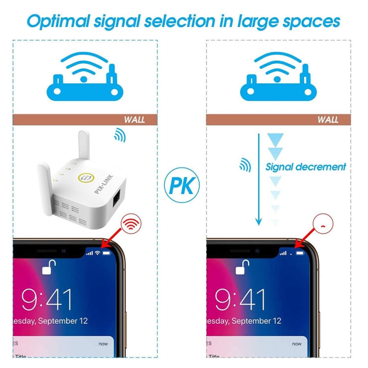 PIX-LINK WR22 300Mbps Wifi Wireless Signal Amplification Enhancement Extender, Plug Type:EU Plug(White) - Wireless Routers by PIX-LINK | Online Shopping South Africa | PMC Jewellery | Buy Now Pay Later Mobicred