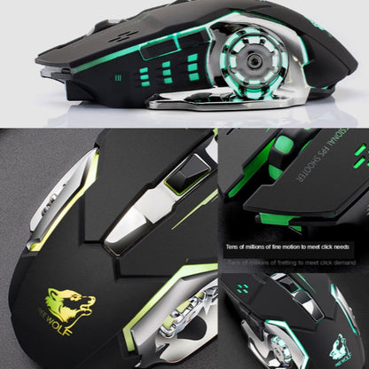 FREEDOM-WOLF X8 2400 DPI 6 Keys 2.4G Wireless Charging Silent Luminous Gaming Mechanical Mouse(Star Black) - Wireless Mice by PMC Jewellery | Online Shopping South Africa | PMC Jewellery | Buy Now Pay Later Mobicred