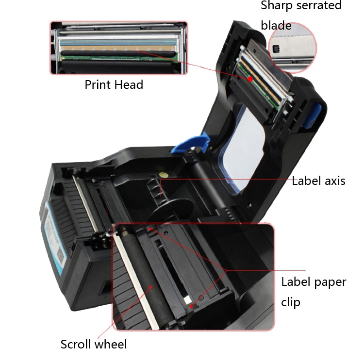 Xprinter XP-370B Barcode Printer Self-adhesive QR Code Printer Label Clothing Tag Thermal Ticket Machine(US Plug) - free shipping - PMC Jewellery - Order now!