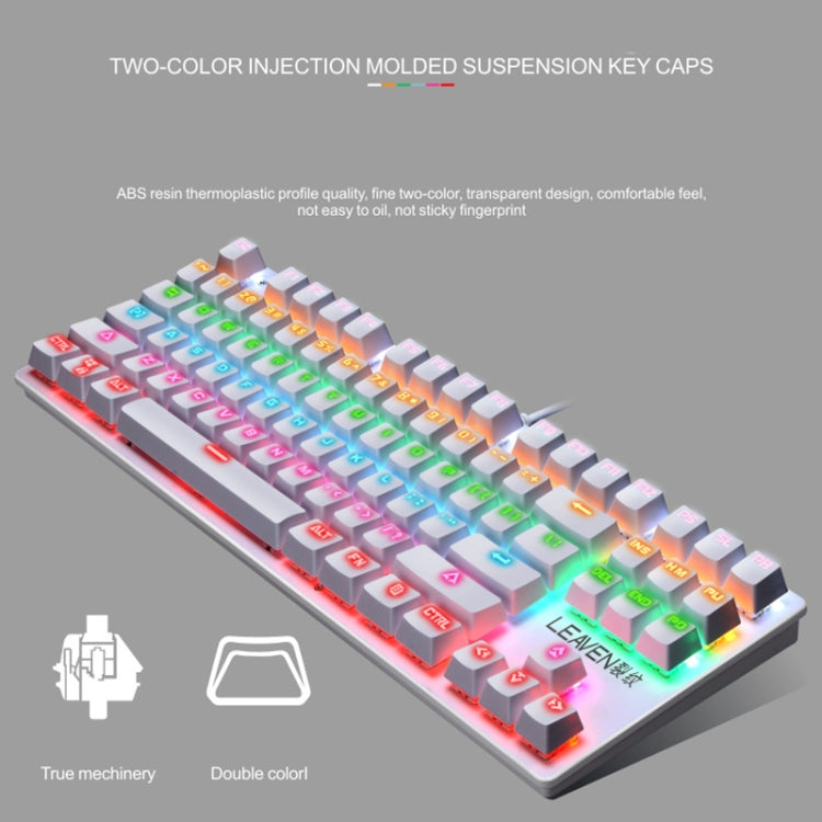 LEAVEN K550 87 Keys Green Shaft Gaming Athletic Office Notebook Punk Mechanical Keyboard, Cable Length: 1.8m(White) - Wired Keyboard by PMC Jewellery | Online Shopping South Africa | PMC Jewellery | Buy Now Pay Later Mobicred