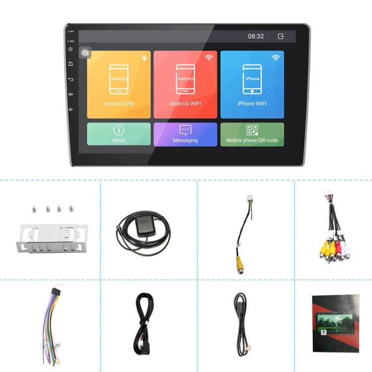 Universal Machine Android Smart Navigation Car Navigation DVD Reversing Video Integrated Machine, Size:10inch 1+16G, Specification:Standard+8 Lights Camera - Car DVD by PMC Jewellery | Online Shopping South Africa | PMC Jewellery | Buy Now Pay Later Mobicred