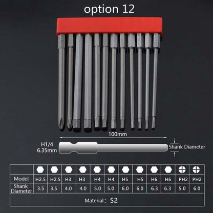 12 PCS / Set Screwdriver Bit With Magnetic S2 Alloy Steel Electric Screwdriver, Specification:12 - Drill & Drill Bits by PMC Jewellery | Online Shopping South Africa | PMC Jewellery | Buy Now Pay Later Mobicred