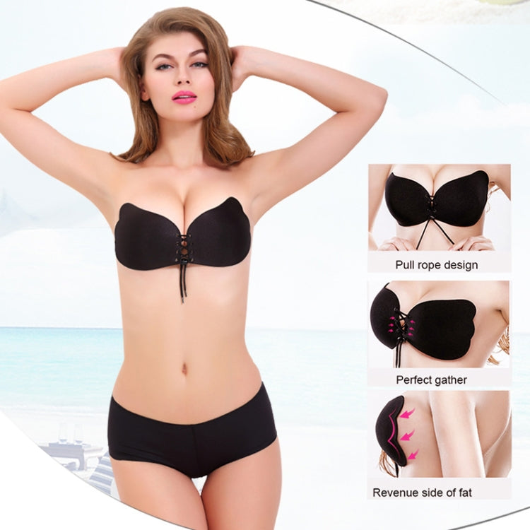 Women Self-Adhesive Strapless Bandage Blackless Solid Bra Silicone Underwear Invisible Bra, Size:M (T Black) - free shipping - PMC TechLife - Order now!