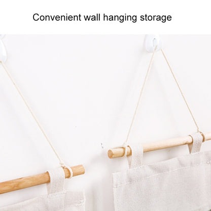 3-Pockets Cotton Linen Wall Hanging Door Pouch Bedroom Home Storage Pocket Hanging Bag(Gray) - Storage Bags by PMC Jewellery | Online Shopping South Africa | PMC Jewellery | Buy Now Pay Later Mobicred