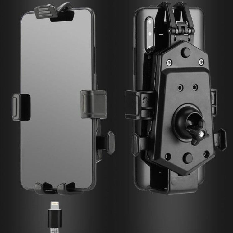 Bicycle Mobile Phone Holder Can Rotate And Adjust Fixed Aluminum Alloy Bracket Automatic Grab Bracket, Style:Handlebar Installation(Black) - Holders by PMC TechLife | Online Shopping South Africa | PMC TechLife | Buy Now Pay Later Mobicred