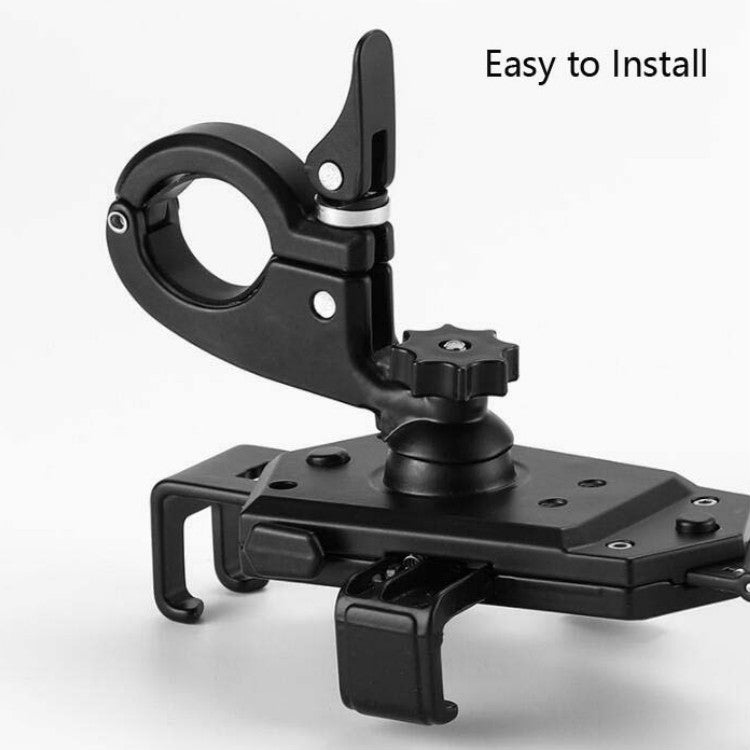 Bicycle Mobile Phone Holder Can Rotate And Adjust Fixed Aluminum Alloy Bracket Automatic Grab Bracket, Style:Handlebar Installation(Black) - Holders by PMC TechLife | Online Shopping South Africa | PMC TechLife | Buy Now Pay Later Mobicred