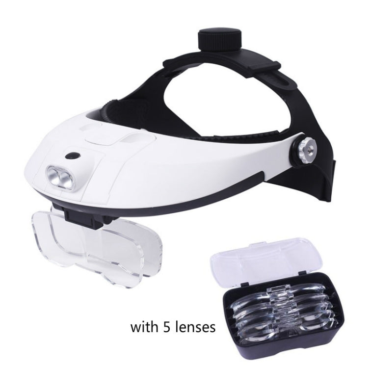 The Elderly Reading And Repairing Magnifying Glass With 2 LED Lamp Head-Mounted HD Magnifying Glass - Glasses Style by PMC Jewellery | Online Shopping South Africa | PMC Jewellery