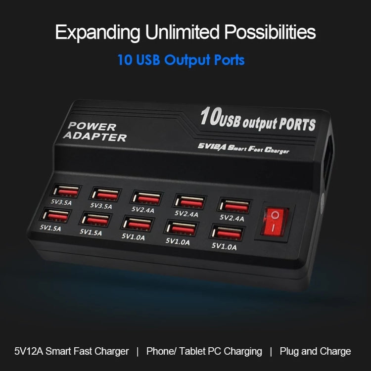 100-240V USB Interface Smart Fast Charge Digital Electronic Charger Multifunctional Charger, US Plug, Style:10 Ports - Multifunction Charger by PMC Jewellery | Online Shopping South Africa | PMC Jewellery | Buy Now Pay Later Mobicred