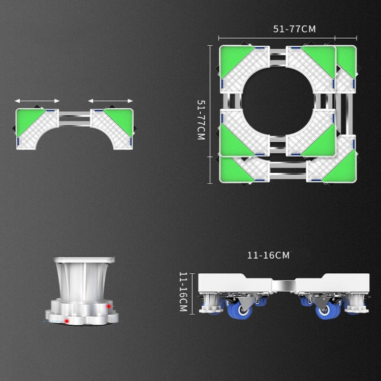 Single Tube 4 Wheels Adjustable Stainless Steel Refrigerator Bracket Washing Machine Base Bracket - free shipping - PMC TechLife - Order now!