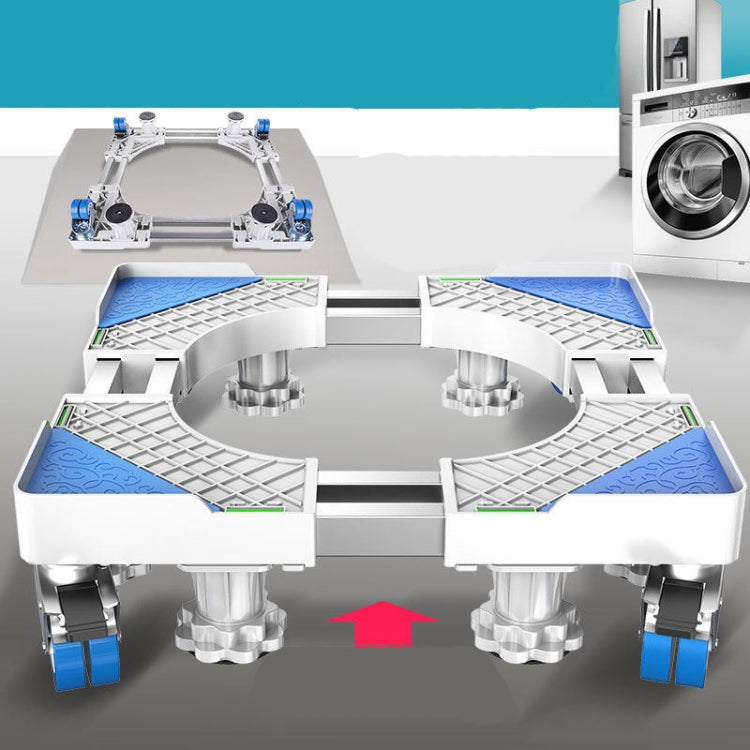 Double Tubes 4 Wheels + 4 Legs Adjustable Stainless Steel Refrigerator Bracket Washing Machine Base Bracket - free shipping - PMC TechLife - Order now!